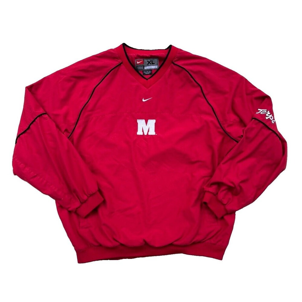 Vintage Nike Maryland Terrapins Pullover Windbreaker Mens XL Red Center Swoosh